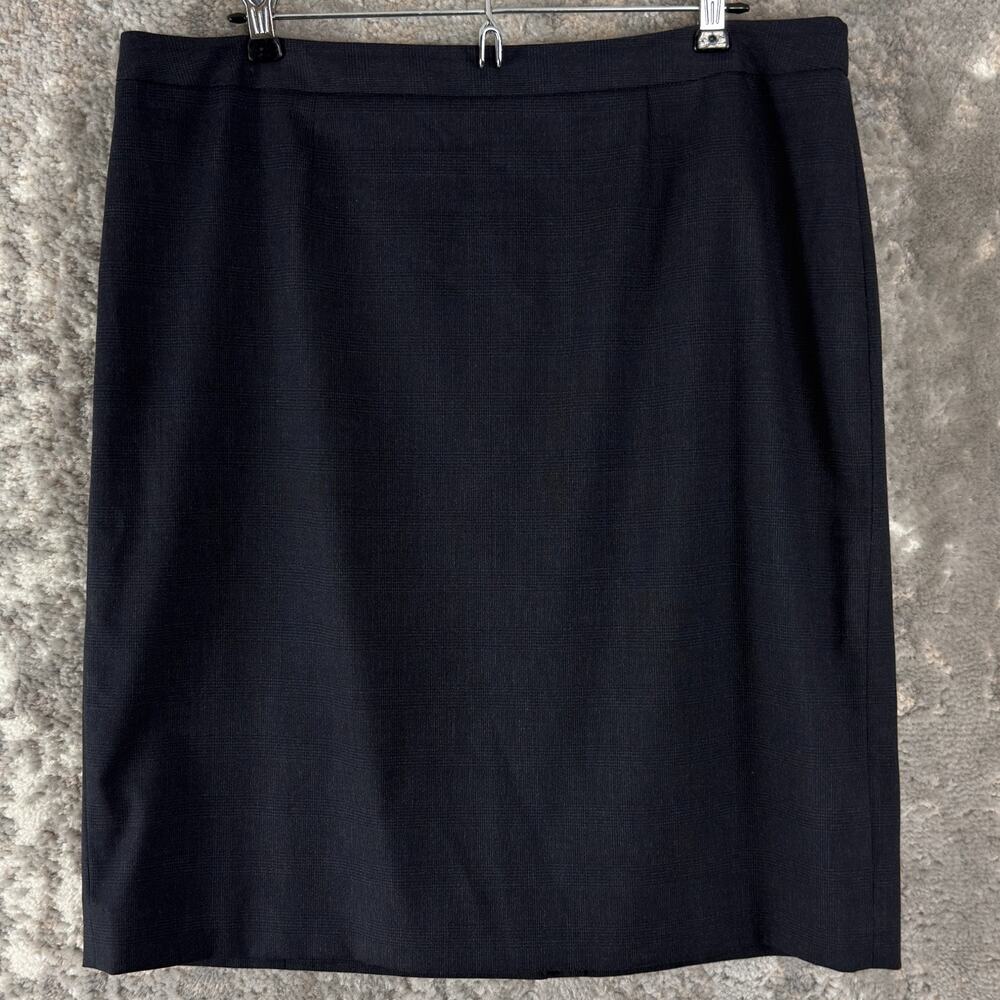 Halogen Sz 14‎ Minimalist Preppy Career Knee Length Pencil Skirt Black Zip Lined